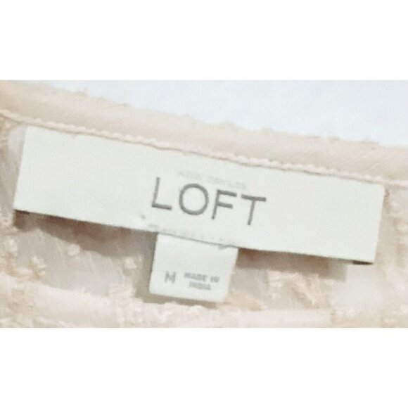 LOFT Top Womens Medium Lace Pullover Long Sleeve Blush Pink Cottagecore Boho - Picture 5 of 7